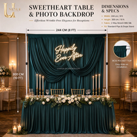 Toile de fond murale de mariage Uvenue de luxe vert émeraude extensible pré-drapée avec double drapé en U pour événements, cérémonies et décoration de scène