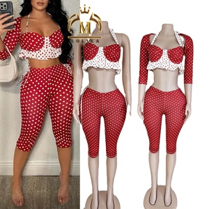 <span class=keywords><strong>Abbigliamento</strong></span> <span class=keywords><strong>donna</strong></span> firmato abiti Casual da <span class=keywords><strong>donna</strong></span> Slim Print Crop Top Jacket con Leggings completi da due pezzi completi da <span class=keywords><strong>donna</strong></span> per il tempo libero - Product Image 1