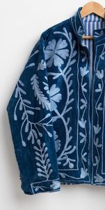Handmade Suzani <b>Velvet</b> Bomber Jacket for <b>Women</b> Boho Chic Embroidered Winter Breathable Cotton Lining Outerwear OEM ODM Private - Product Image 2