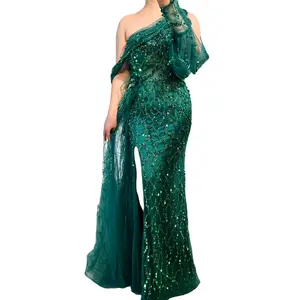Vestido de noche verde de sirena, falda lateral de un hombro, Hill LA71466 Serene, Rosa, con cuentas, sexi, para fiesta, 2022