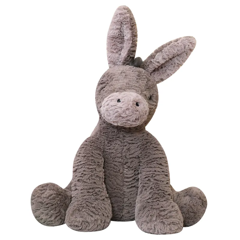 Venta directa de fábrica, la mejor calidad, burro de peluche Kawaii, lindo burro pequeño sentado, juguetes, muñeco de peluche