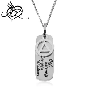 Stainless Steel God Serenity Courage Wisdom Recovery Pendant Necklace