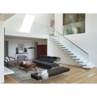 Rampe d'escalier en bois CBMmart, garde-corps en verre pour escaliers intérieurs à monopoutre