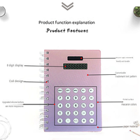 Calculatrice solaire, bloc-notes spirale 2 en 1 avec écran LCD pour le bureau, l'école, les affaires, cadeau