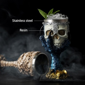 Custom Horror <strong>Gothic</strong> <strong>Drink</strong> Cocktail <strong>Glasses</strong> Unique Vintage bar Decor Resin Skull Goblets - Product Image 2