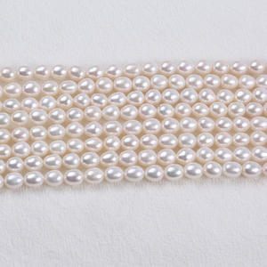 Zhuji 7-8mm White Freshwater Rice Pearl Natural Loose <b>Beads</b> for DIY Necklace Bracelet <b>Colorful</b> Rice Shape - Product Image 1