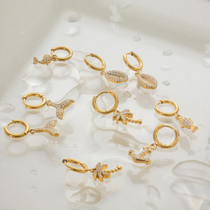 Pendientes de Acero Inoxidable con Baño de Oro de 18K J&D Luxury, Diseño de Animales Marinos (Ballena, Estrella de Mar, Tortuga), Joyería Colgante para Vacaciones de Verano, para <span class=keywords><strong>Boutique</strong></span> - Product Image 6