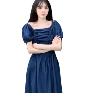 Large fat sister style denim dress female summer newcollar cover belly thin dress women's dress