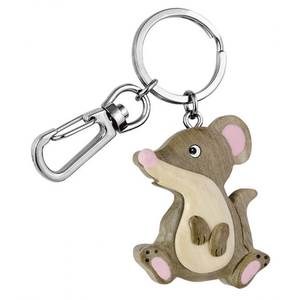 Porte-clés en bois en forme de petite souris, produit en unité unique - Product Image 1