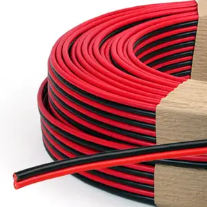 Elektrik kablosu RVB kırmızı/siyah 0.2 inç (5.5 mm2 (5.5 sq) 100 m rulo vinil düz kordon paralel çizgi