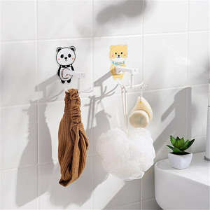 Cartoon <b>Rotatable</b> Hook Wall Mounted Kitchen <b>Storage</b> <b>Rack</b> Strong Adhesive No Drilling Required Multi Hook Design - Product Image 4