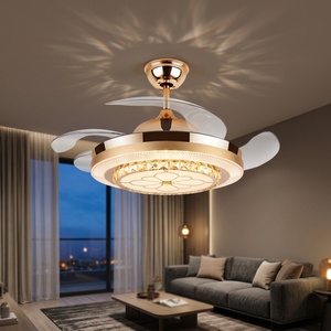 Ventilador de Techo de Cristal de Lujo Y041 de 42 Pulgadas con 3 Aspas, Diseño Moderno con LED e Inalámbrico - Product Image 1