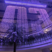 Fuente de Agua Digital con Gráficos de Cascada Baishui, Cortina de Lluvia Circular para Interiores/Exteriores, Cortina de Agua Moderna Personalizada de Acero Inoxidable