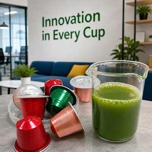 Capsules de matcha sans plastique Ocean Bound compatibles avec les machines Nespresso, dosettes de thé vert bio durables - Product Image 1