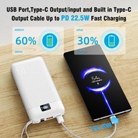 Banco de Energía Portátil Ultra Delgado con Logotipo Personalizado, 10000 mAh, Li-Polímero, Doble USB Tipo-C, Enchufe de CA, Cable Integrado, Carga Rápida PD 22.5W