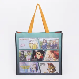 Reusable Pp Matte Laminated Non Woven Cartoon Shopping Tote Bags Custom Laminated Shopper Tote Bag