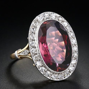 Anello da Donna Vintage con Pietra Lucida Bicolore Rosso Granato, Ornamento per Mano da Matrimonio, Stile Europeo Transfrontaliero - Product Image 2