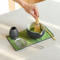 Service à Thé Matcha Style Japandi avec Fouet en Bambou et Brosse, Emballage Boîte Couleur, Outils à Matcha avec Coffret Cadeau