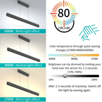Lustre suspendu linéaire LETARON pour bureau à domicile, taille moyenne, 220-240V/AC 50/60Hz, en aluminium, rectangulaire