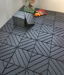 Baldosas de Plástico para Piso, Color Gris Oscuro con Vetas Diagonales, 6 Piezas por Unidad, Duraderas y Móviles, de Polipropileno, para Patio y Terraza - Product Image 5