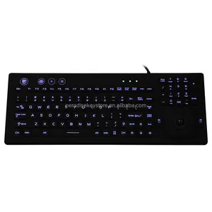 Heavy Duty Backlit Keyboard with Trackball Washable Disinfectable Hospital Silicone Rubber Keyboard