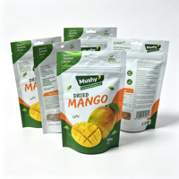 Sachet refermable alimentaire à fermeture éclair, multicouche, pour fruits secs (mangues), résistant à l'humidité, personnalisable (taille et impression), OEM