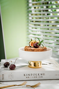 Plato de compota de frutas de cerámica ecológico moderno con base dorada para sala de estar <span class=keywords><strong>Dim</strong></span> <span class=keywords><strong>Sum</strong></span> Ensalada Servicio al cliente - Product Image 6