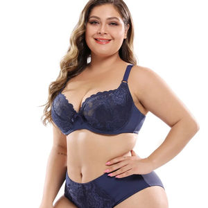 Conjunto de sujetador de encaje con logotipo personalizado, sujetadores de marca de diseñador, lencería sexy al por mayor para mujeres de talla grande - Product Image 1