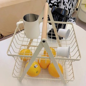 Double Layer Desktop <b>Storage</b> <b>Basket</b> Rectangle 2 Tier Portable Standing Fruit Snack <b>Vegetable</b> Organizer - Product Image 1