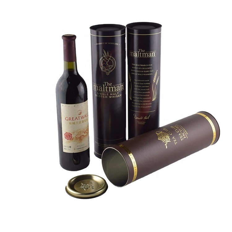 Eco Friendly Custom Cardboard Cylinder Round Gift Paper Tube Wine Packaging Tube