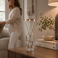 Ensemble de 3 bougies à l'huile éternelles avec bouteille en verre et lampe, bougies à mèche métallique rechargeables, boîte cadeau blanche pour la décoration de la maison