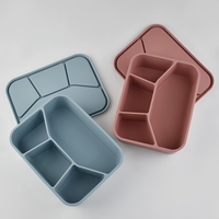 Boîte à lunch bento en silicone à 4 compartiments, sans BPA, écologique, anti-fuite, résistante à la température et compatible micro-ondes, pour nouveau-nés (vente en gros)