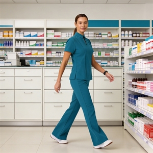 Uniforme médico unisex de manga corta de color liso para lavado de manos, para uso dental y hospitalario, para uso internacional transfronterizo - Product Image 4