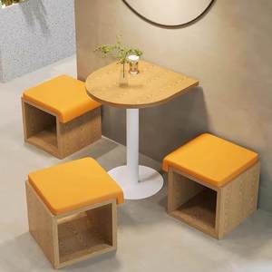 Combinazione Tavolo e Sedie per <span class=keywords><strong>Ristorante</strong></span>, Area Personalizzata a Muro per Pasticceria, Panca Lunga per Caffetteria - Product Image 5