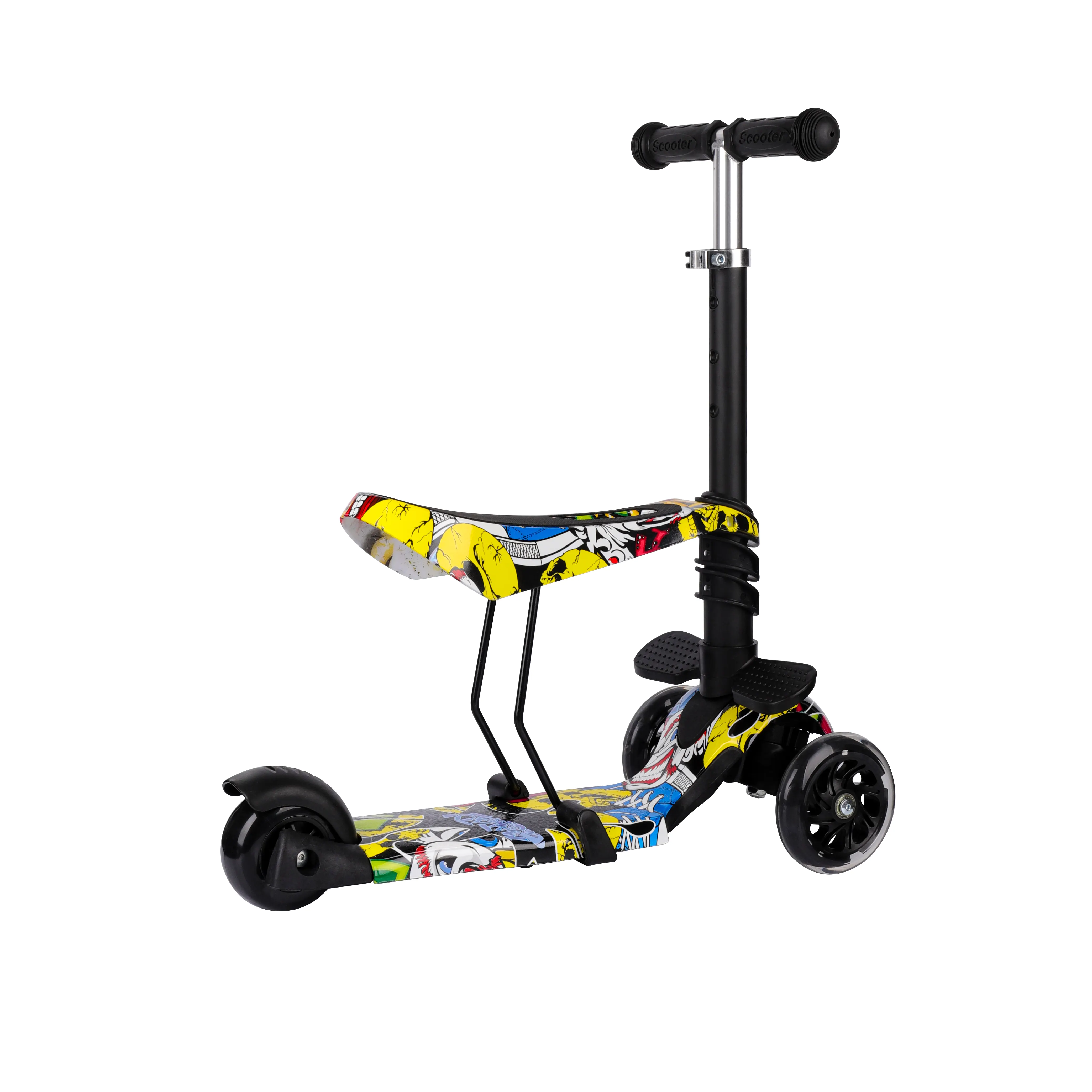 Top Sale Kick Scooter With Seat 3 Wheel Kick Foot 3 In 1 Scooters Kids Scooters For Sale With Seat