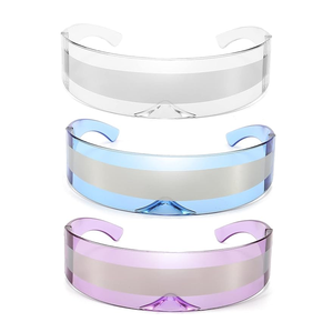 80s Futuristic Cyclops <span class=keywords><strong>Cyber</strong></span> Visor Gafas de sol Hombres Mujeres Estilo punk Cosplay - Product Image 2