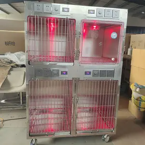 Jaula de UCI veterinaria de acero inoxidable para mascotas, jaula de oxígeno para perros, jaula de oxigenoterapia veterinaria