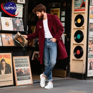 QZFso เสื้อโค้ทสำหรับผู้ชาย, เสื้อโค้ทขนแกะกระดุมสองแถวอบอุ่นเสื้อโค้ทยาวทำงานปาร์ตี้สบายๆ - Product Image 1