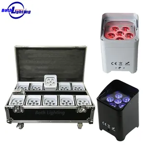 Usa Magazijn 10 Stuks Flight Case Smart Dj S6 Batterij Aangedreven Draadloze Dmx Led-Verlichting 6*18W Rgbwa + Uv 6in1wedding Up Verlichting