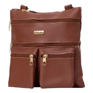 Bolso Bandolera para Mujer Fana, Cuero PU Color Cognac, Correa Única, Cierre de Solapa, Estilo Moderno para Uso Diario - Product Image 1