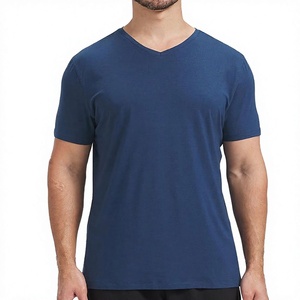 T-shirt en coton à col en V pour homme, respirant, à manches courtes, tendance, fournisseur OEM, marque privée, coupe classique - Product Image 4