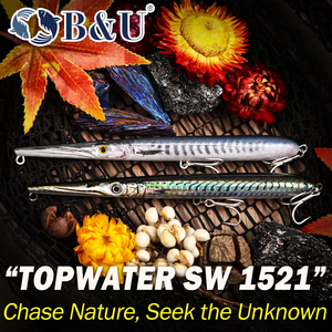 B&U JT43 154mm 215mm 14.2g 28.2g Leurre flottant de surface Needlefish Stickbait Technologie d'impression 3D Action WTD Hameçons 4X renforcés - Product Image 6