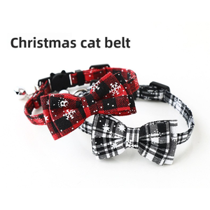 אביזרים לחיות מחמד סדרת חג המולד הדפסה פוליאסטר כפתור סגירה תחרה רכה לחתולים וכלבים כלבים קשת פתית שלג החורף - Product Image 3