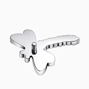 Kim loại vĩnh cửu ASTM F136 titan hình con chuồn chuồn trong nội bộ ren labret piercing đồ trang sức