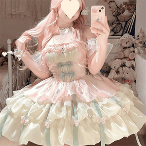 Robe de fête mignonne et douce vintage à la mode pour femmes, robe de demoiselle d'honneur kawaii, costume de cosplay d'anime - Product Image 5