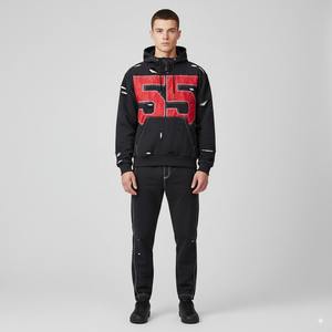 Sweats à capuche personnalisés lourds 100% coton pour hommes en détresse surdimensionné Boxy broderie Vintage impression numérique pull à capuche - Product Image 4