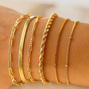 Pulsera de Acero de Titanio de Moda, Chapada en Oro de 18K, Cadena Simple y Versátil para Mujer, Sin Decoloración, Sin Alergias - Product Image 4