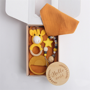 Personalizado Recién Nacido Bebé <span class=keywords><strong>Nacimiento</strong></span> Regalos Ducha Regalo <span class=keywords><strong>Set</strong></span> Jirafa Conejito Bebé Muselina Chupete Clip Peine Sonajero Regalo <span class=keywords><strong>Set</strong></span> - Product Image 5