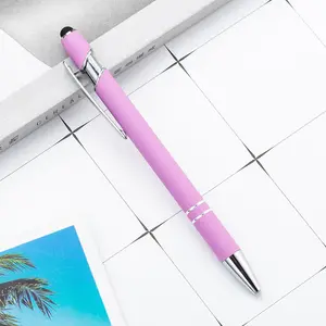 Promotional Metal Aluminum Rod Spraying 2 In1 Press Type Touch Screen Pen Promotion Gift Advertising Custom Ballpoint Pen