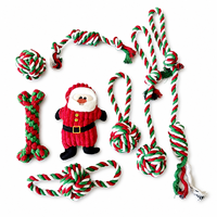 Ensemble de jouets de Noël pour chiens, jouets à mâcher durables en corde de coton pour chiens agressifs, jouets à mâcher pour molaires, pack cadeau pour animaux de compagnie, vente en gros, logo personnalisé
